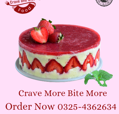 Premium strawberry cake with home delivery lahore