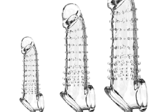 3 Sizes Textured Penis Sleeve with Cock Ring Reusa